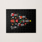 シュナウツァークリスマスツリーオーナメントおもしろいペットドッグ ジグソーパズル (横)