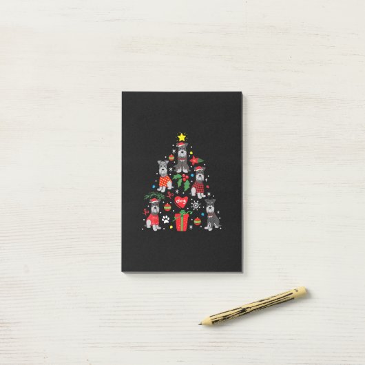 シュナウツァークリスマスツリーオーナメントおもしろいペットドッグ ポストイット (デスク上)