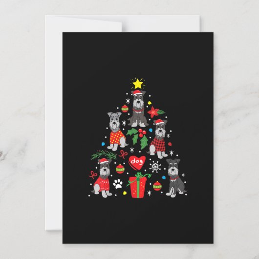 シュナウツァークリスマスツリーオーナメントおもしろいペットドッグ マグネット招待状 (正面)