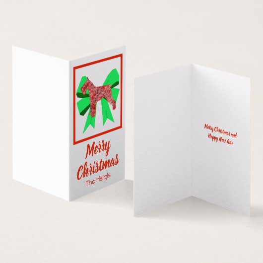 シュナウツァークリスマスドッグ&グリーンボウギフトラベル (内部&外部)