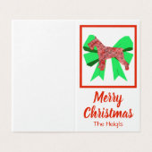 シュナウツァークリスマスドッグ&グリーンボウギフトラベル (外部フラット)