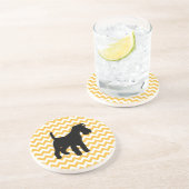 シュナウツァーシルエット付きパステルオレンジシェブロン コースター (側面)