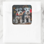 シュナウツァースリークリスマスデコール スクエアシール (バッグ)