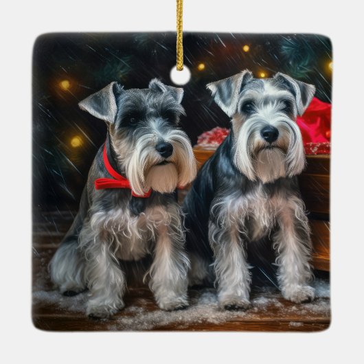 シュナウツァースリークリスマスデコール セラミックオーナメント (裏面)