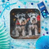 シュナウツァースリークリスマスデコール ペーパープレート (パーティー)