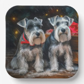 シュナウツァースリークリスマスデコール ペーパープレート (正面)