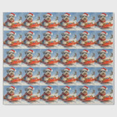 シュナウツァードインスレッジ雪のクリスマス ラッピングペーパー (フラット)