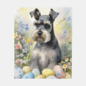 シュナウツァードウィズイースターエッグホリデー フリースブランケット (正面)