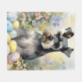 シュナウツァードウィズイースターエッグホリデー フリースブランケット (正面(横))