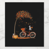 シュナウツァードッグとカボチャ自転車秋の葉 ワインラベル (シングルラベル)