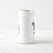 シュナウツァードッグイエロー&ブルーグリッドライン ビールジョッキ (中央)