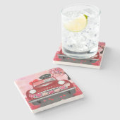 シュナウツァードッグカーとハートバレンタイン ストーンコースター (横)