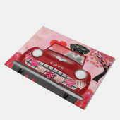 シュナウツァードッグカーとハートバレンタイン ドアマット (アングル)