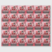 シュナウツァードッグカーとハートバレンタイン ラッピングペーパー (フラット)