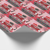 シュナウツァードッグカーとハートバレンタイン ラッピングペーパー (角)