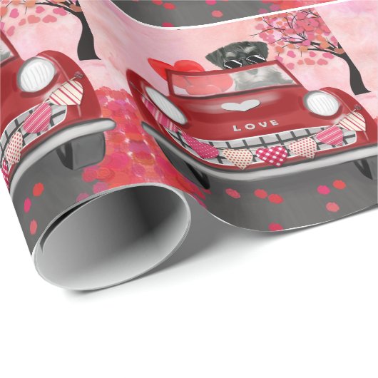 シュナウツァードッグカーとハートバレンタイン ラッピングペーパー (ロールコーナー)