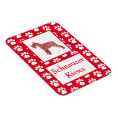 シュナウツァードッグキスかわいい赤いグリッドのシルエット マグネット (右側)