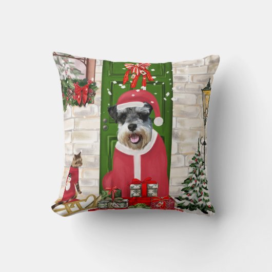 シュナウツァードッグクリスマス クッション (正面)