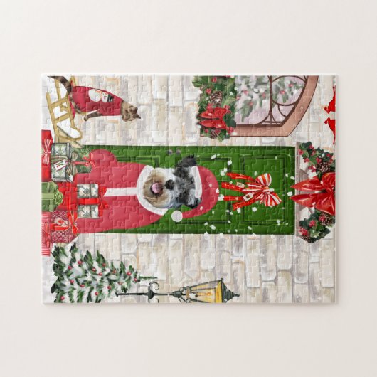 シュナウツァードッグクリスマス ジグソーパズル (横)