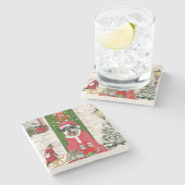 シュナウツァードッグクリスマス ストーンコースター (横)