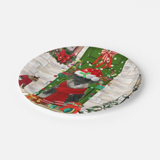 シュナウツァードッグクリスマス ペーパープレート (アングル)