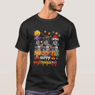 シュナウツァードッグハッピーハローウィン感謝祭メリーC Tシャツ