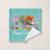 シュナウツァードッグ幸せ全て感謝祭クリスマス バスタオルセット (ウォッシュタオル)