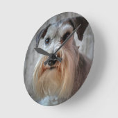 シュナウツァードッグ顔 ラウンド壁時計 (傾斜)