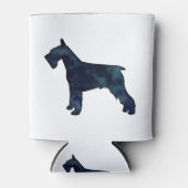 シュナウツァードッグ黒水色シルエット 缶クーラー (正面)