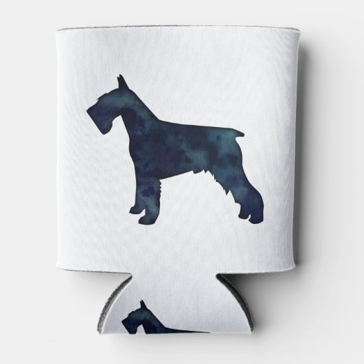 シュナウツァードッグ黒水色シルエット 缶クーラー (正面)