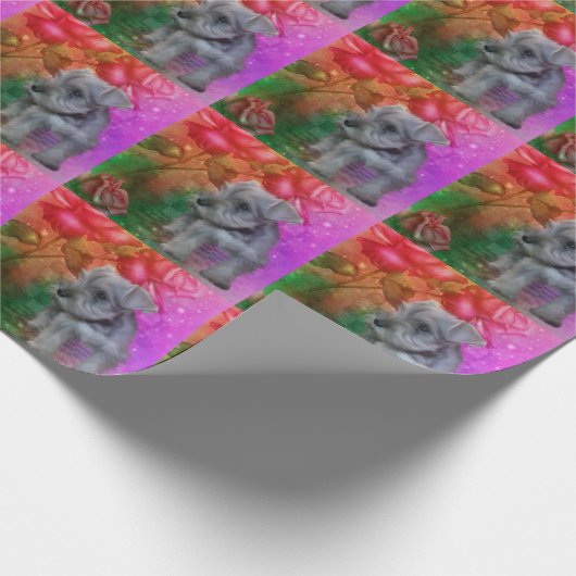 シュナウツァーパピードッグアニマルアート ラッピングペーパー (角)