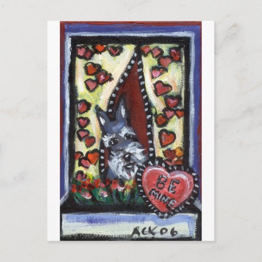 シュナウツァーブマイニングバレンタインハート シーズンポストカード (正面)