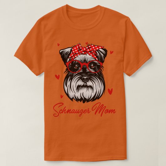 シュナウツァーママかわいいヒョウ印刷愛犬家マザー Tシャツ (デザイン正面)