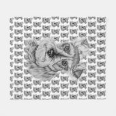 シュナウツァー犬の芸術のスケッチ フリースブランケット (正面(横))