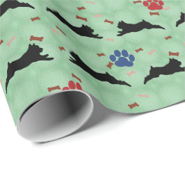 シュナウツァー跳躍 ラッピングペーパー