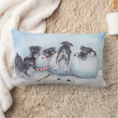 シュナツァーポップス攻撃雪だるまドッグアート装飾用クッション ランバークッション (ブランケット)