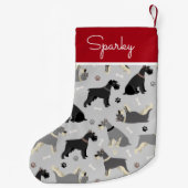 シュナツァーポーズアンドボーンズ名前をカスタムする スモールクリスマスストッキング (裏面)