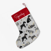 シュナツァーポーズアンドボーンズ名前をカスタムする スモールクリスマスストッキング (裏面 (吊り時))