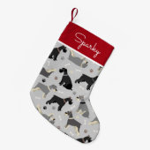 シュナツァーポーズアンドボーンズ名前をカスタムする スモールクリスマスストッキング (正面 (吊り時))