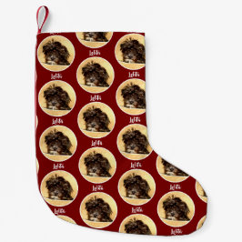 シュナプー犬のワインレッドクリスマスストック スモールクリスマスストッキング