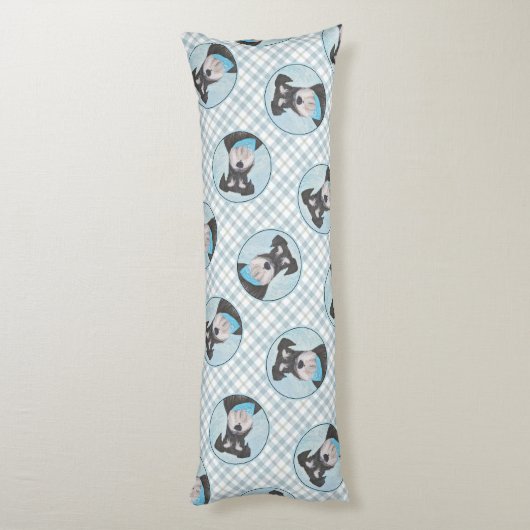 シュナ絵を描ウザーのミニチュア未切りペットドッグアート ボディピロー (裏面 (縦))