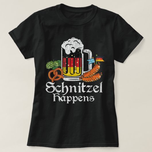 シュニッツェルアクプロストのビールドイツ国旗Oktoberfe Tシャツ (デザイン正面)