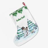 シュニーマンmit Katze und Hundewelpe auf Deutsch ラージクリスマスストッキング (裏面 (吊り時))