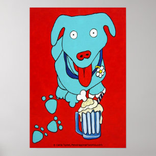 「シュヌックのルートビールフロート」ドッグアートプリント ポスター