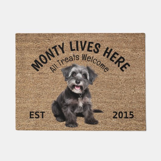 シュヌーパーソナライズされたル犬の恋人の姿 ドアマット (正面)