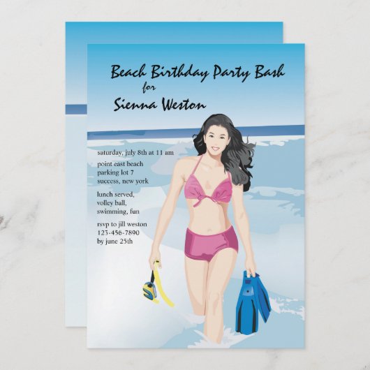 シュノーケラーガール招待状 招待状 (正面/裏面)