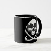 シュノーケリングとスキューバダイビング海賊スカル旗 マグカップ (正面右)