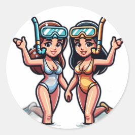 シュノーケリングをする2人の女性 ラウンドシール