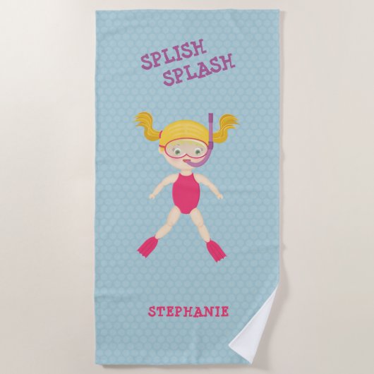 シュノーケリングガールビーチパーティー ビーチタオル (正面)