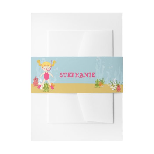 シュノーケリングガールビーチパーティー 招待状ベリーバンド (正面例)